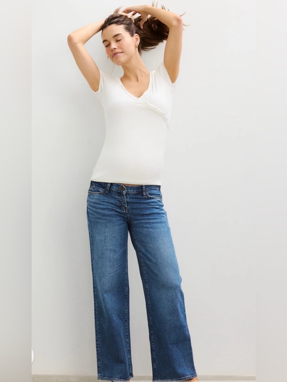 Hatch Relaxed Wide Leg Maternity Jean Size 27